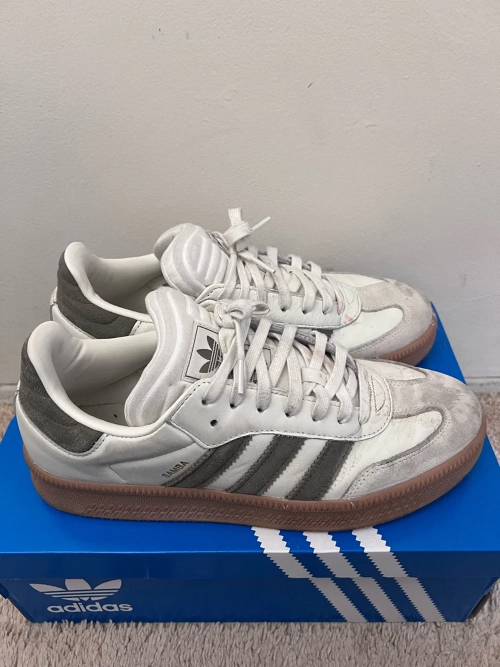 adidas Samba Sneakers in White, Gray and Brown
